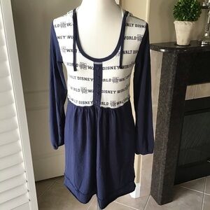 Disney Dress MEDIUM Hooded Navy 100% Cotton Disneyland Resort ‘71 Rare Vintage